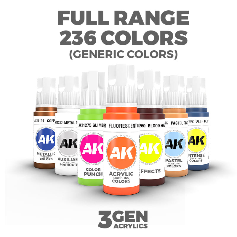 AK 3rd Gen acrylic paints: Fluorescent Orange 081 - Light Brown 100